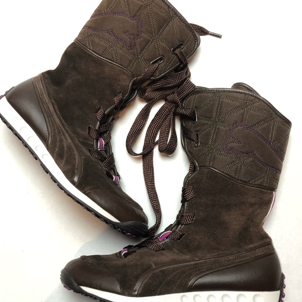 Women’s PUMA Chocolate Suede Lace-up Boots Sz 8.5